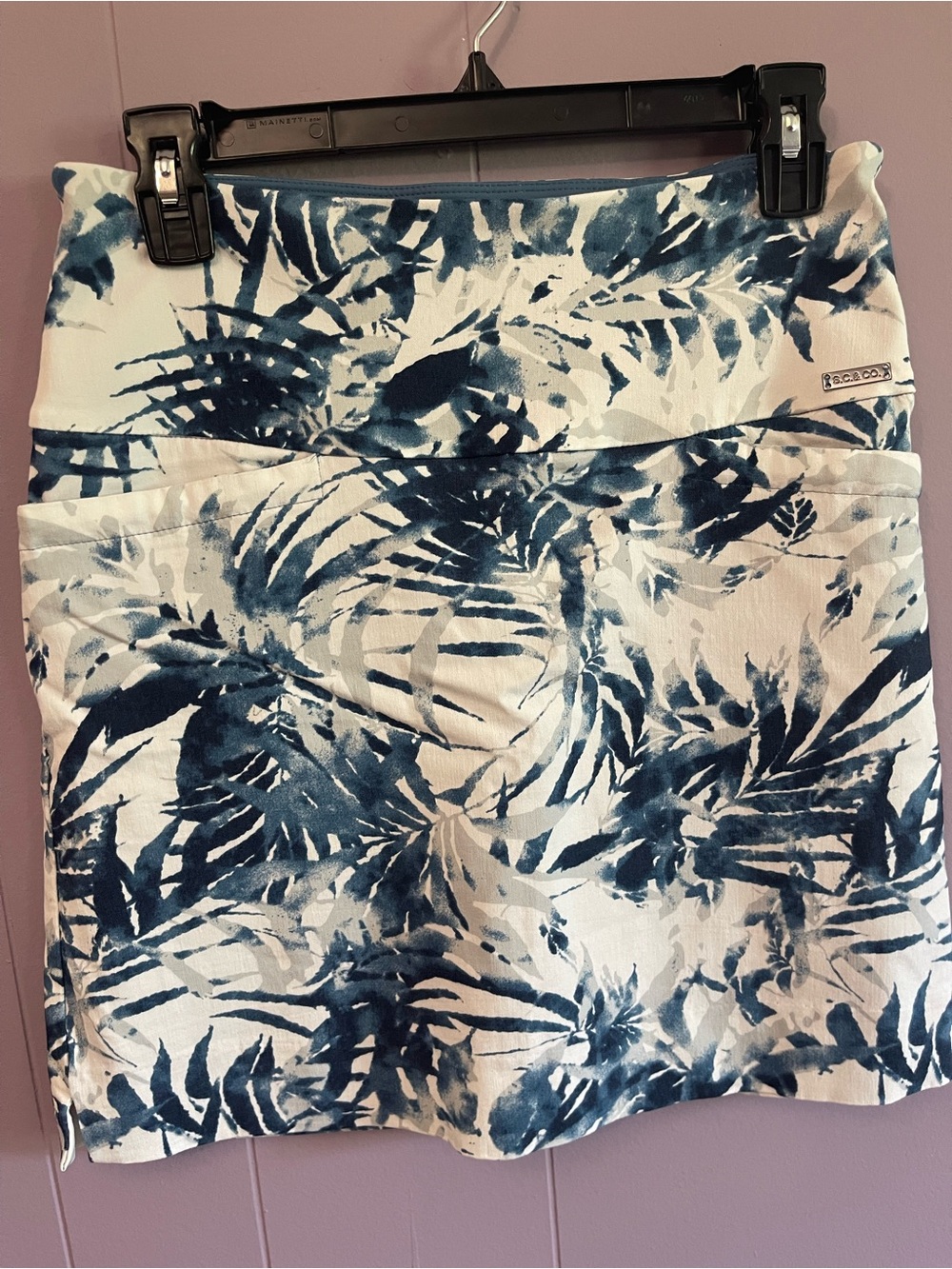 Blue Tropical Print Skirt